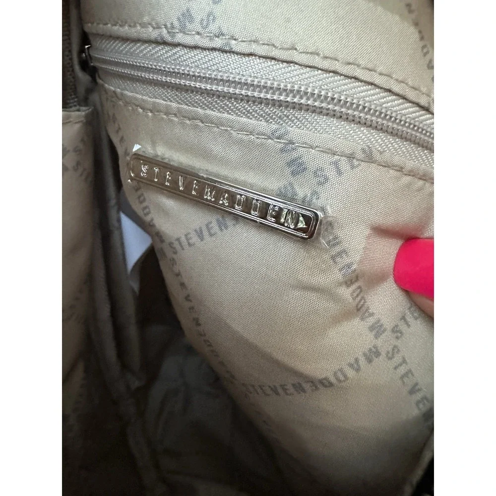 Steve Madden Aurora Quilted Sling Backpack w/ Coin Purse Black - Picture 9 of 13